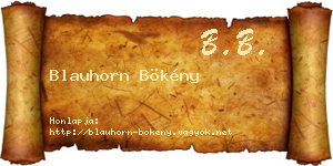 Blauhorn Bökény névjegykártya